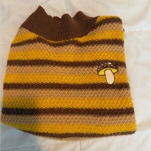 Mock Neck Stripped Mushroom Sweater